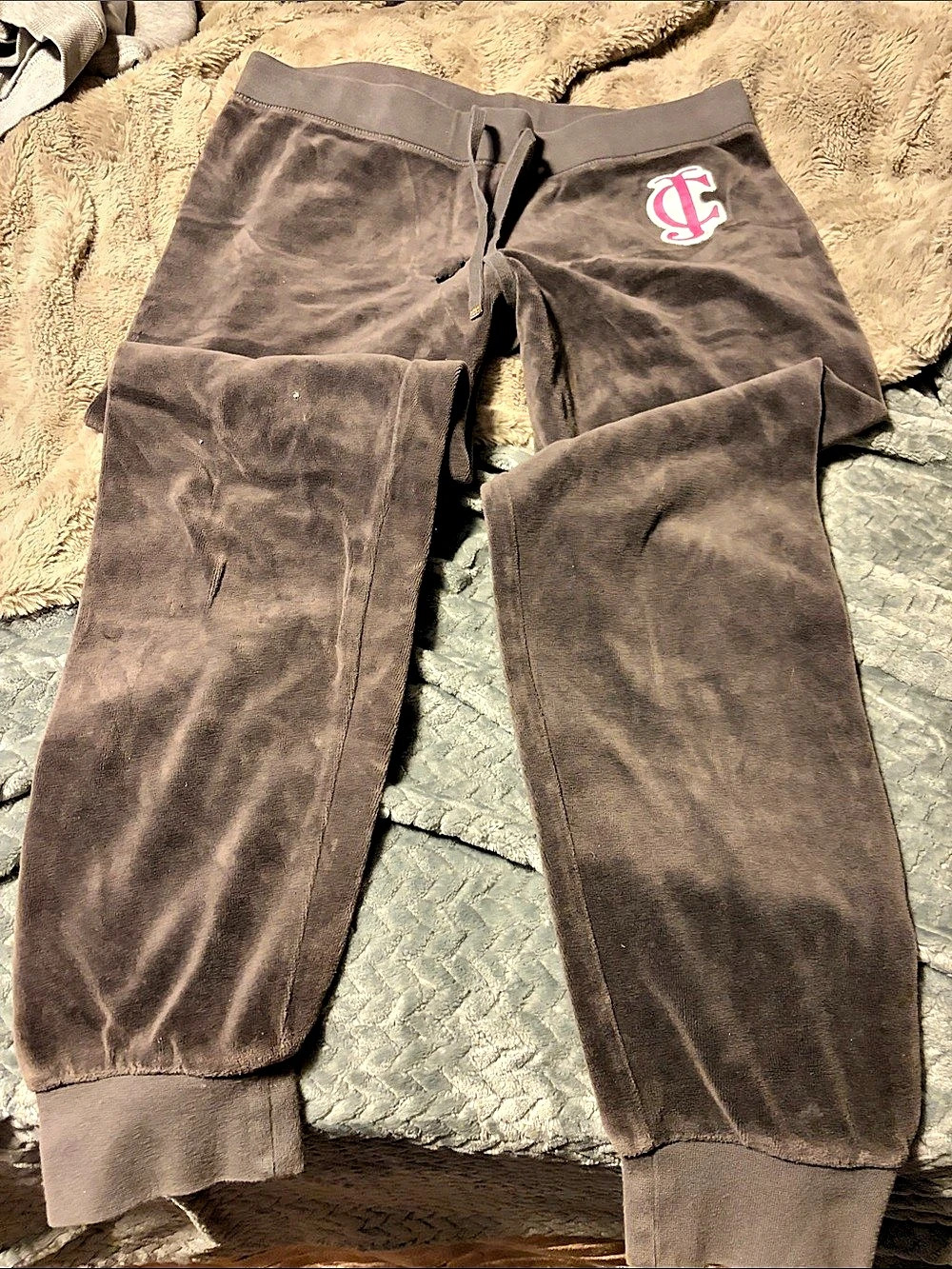 Juicy Couture Velour Jogger Pants Brown Medium